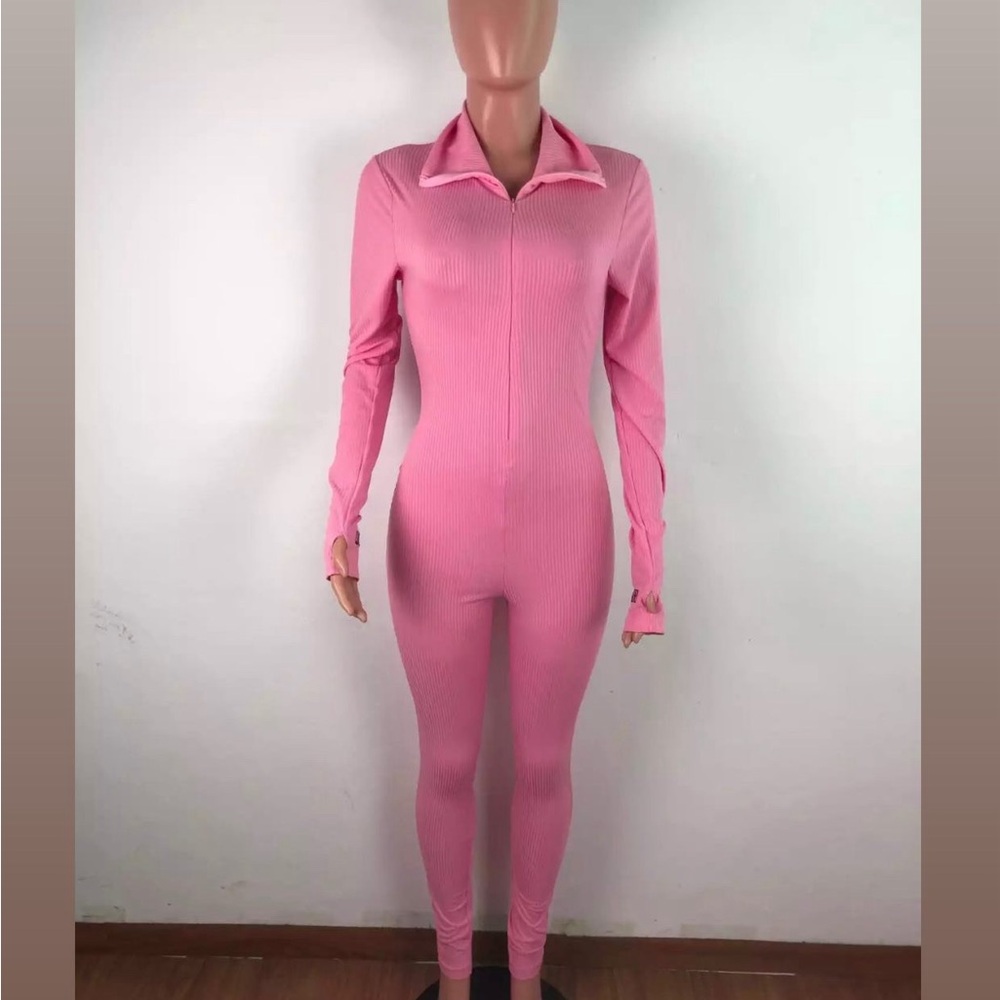 Pink LUCKY LABEL Ribbed Jumpsuit